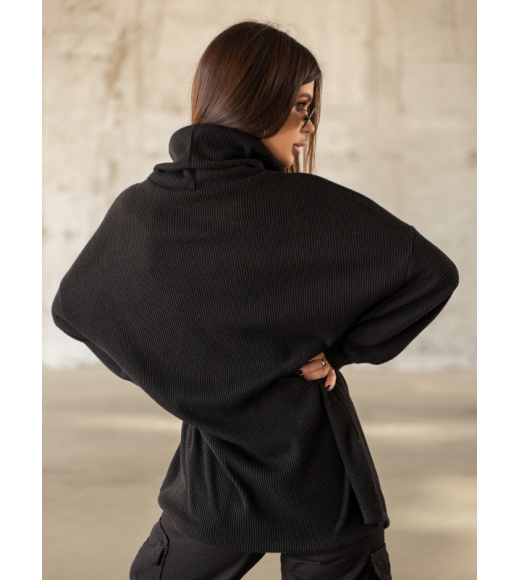 Черный оверсайз свитер из ангоры