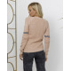 Розовый вязаный свитер с бусинами и люрексом