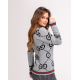 Сірий вовняний светр з лого і кольоровими манжетами