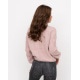 Рожевий об`ємний светр з яскравими нашивками