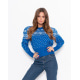 Синій светр з білим етно-візерунком