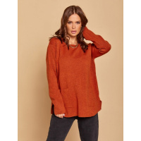 Терракотовый асимметричный свитер с карманами