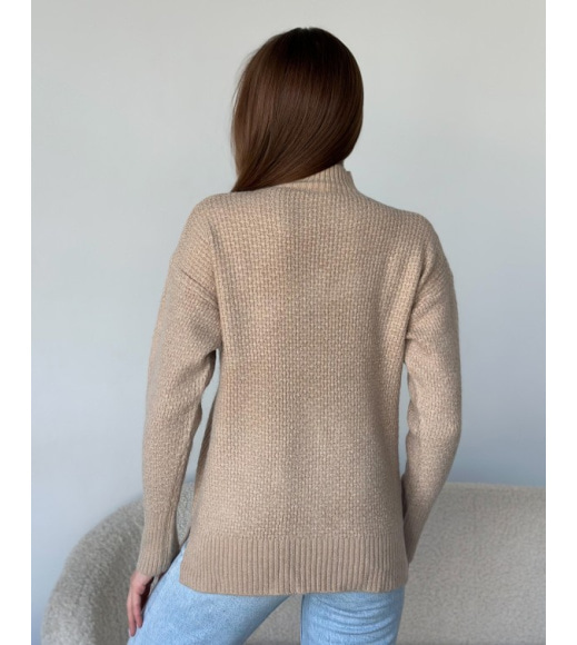 Ангоровый свободный свитер темно-бежевого цвета