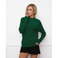 Зеленый шерстяной свитер фактурной вязки