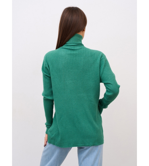 Зеленый кашемировый гольф в рубчик