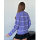 Ангоровий трикотажний светр бузкового кольору в смужку