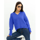 Синій короткий пуловер із перфорацією