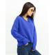 Синий короткий пуловер с перфорацией