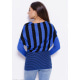 Чорно-синій смугастий светр з декором з страз