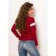 Бордовый шерстяной вязаный свитер с принтом