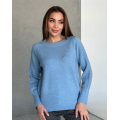 Голубой ангоровый свитер с удлиненными манжетами