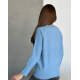Голубой ангоровый свитер с удлиненными манжетами