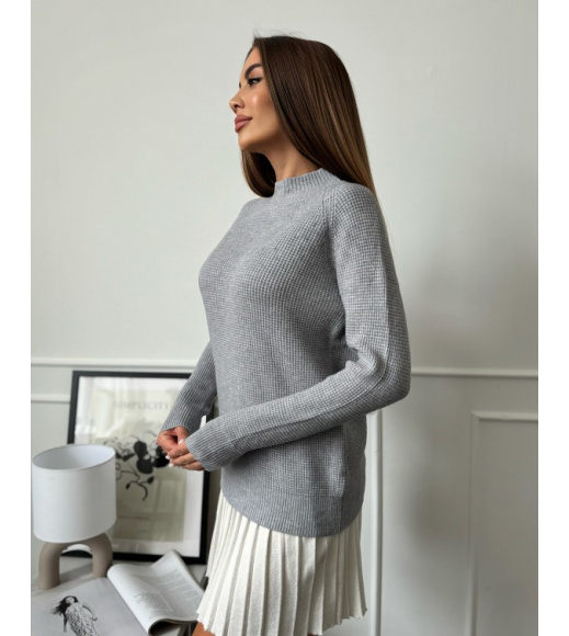 Серая кашемировая водолазка объемной вязки