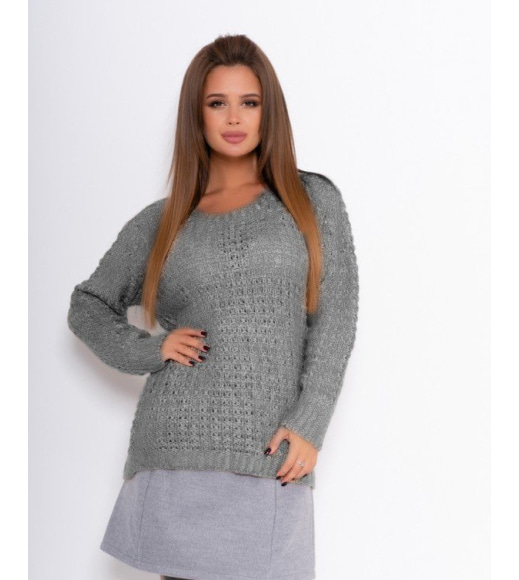 Сірий об`ємний светр з люрексом