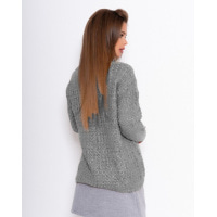 Серый объемный свитер с люрексом