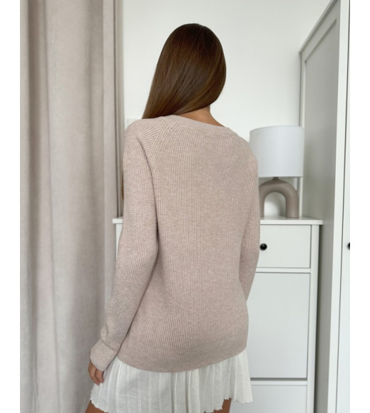 Кашемировый вязаный пуловер бежевого цвета