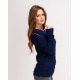 Темно-синий теплый свитер объемной вязки