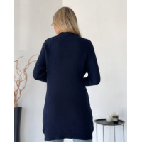 Темно-синій кашеміровий светр-туніка