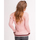 Рожевий в`язаний шерстяний светр з смужками і брошкою