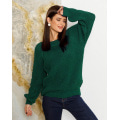 Зеленый шерстяной свитер объемной вязки