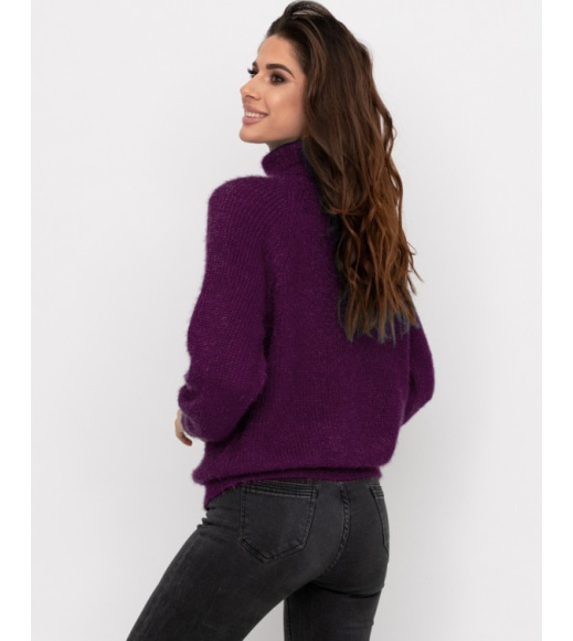 Фиолетовый свитер-травка с высоким горлом
