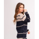 Сине-бежевый вязаный свитер с люрексом