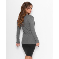 Серый полосатый шерстяной свитер