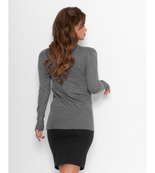 Сірий смугастий вовняний светр