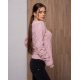 Розовый шерстяной свитер объемной комбинированной вязки