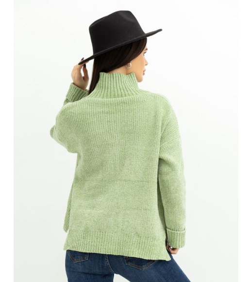 М'ятний мохеровий светр із написом