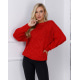 Красный шерстяной свитер комбинированной вязки