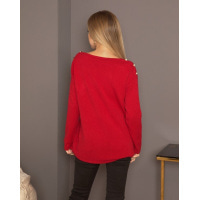 Бордовый ангоровый свитер с пуговицами на плечах