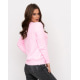 Розовый пушистый свитер с перфорацией и бусинами