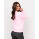 Розовый пушистый свитер с перфорацией и бусинами