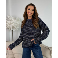 Темно-синий меланжевый джемпер-травка