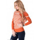 Оранжевий з білим светр з ангорового трикотажу з діагональними смужками