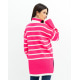 Малиновий смугастий светр із розрізами