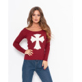 Бордовий еластичний светр з нашивкою ангорової