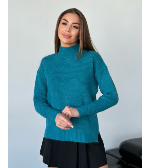 Агноровый свободный свитер синего цвета