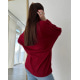 Бордовый удлиненный свитер с высоким горлом