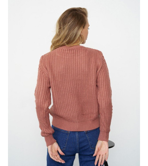 Темно-рожевий светр об'ємної в'язки