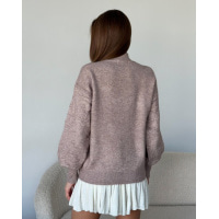Ангоровий темно-бежевий светр з об'ємними рукавами