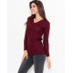 Бордовый тонкий свитер ажурной вязки