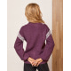 Фиолетовый шерстяной пуловер с кружевом