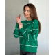 Ангоровый вязаный свитер зеленого цвета в полоску