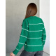 Ангоровый вязаный свитер зеленого цвета в полоску