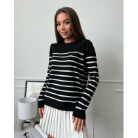 Черный полосатый джемпер из кашемира