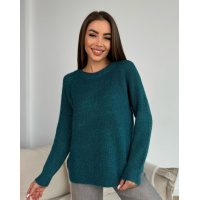 Вязаный свитер-травка бирюзового цвета