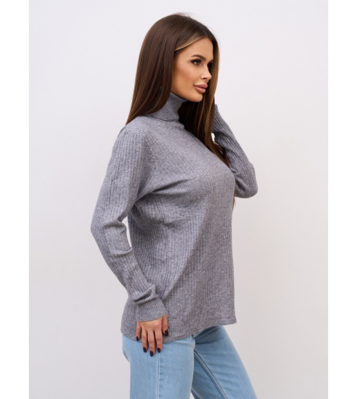 Серый кашемировый гольф в рубчик