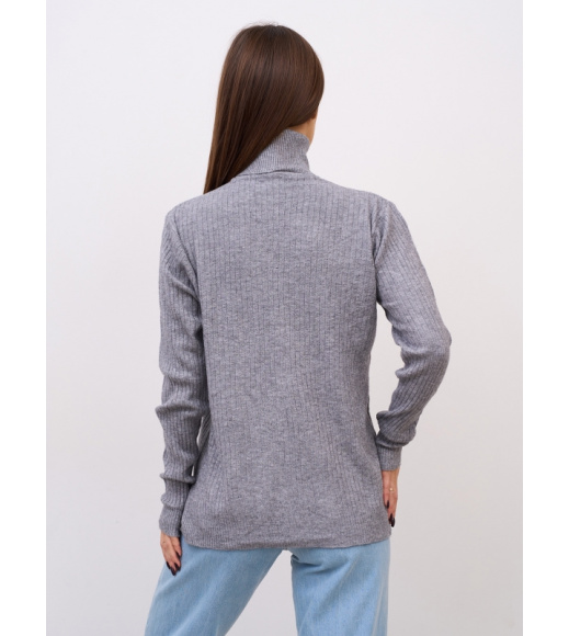 Серый кашемировый гольф в рубчик